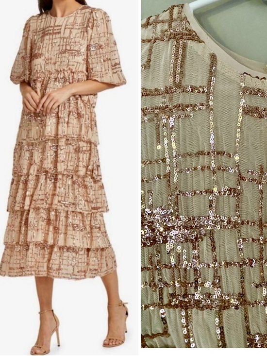 En Saison Dresses & Skirts - En Saison Embellished Tiered Midi Dress